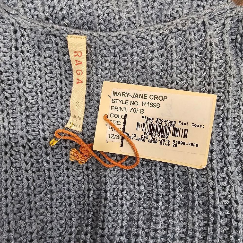 Women's Raga Knit Crop Top, Size S, Blue - Picture 3 of 9